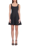 Staud Wells Cotton Stretch Poplin Fit & Flare Dress In Black