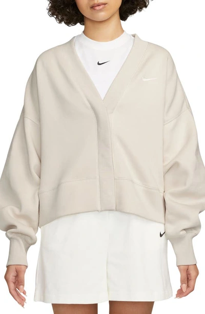 Nike Sportswear Phoenix Fleece Oversize Cardigan In Brown