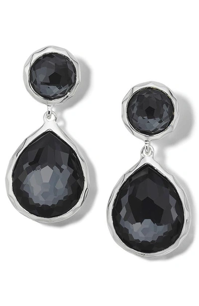 Ippolita 925 Rock Candy 2-stone Dangle Post Earrings In Clear Quartz And Hematite Doublet In Silver