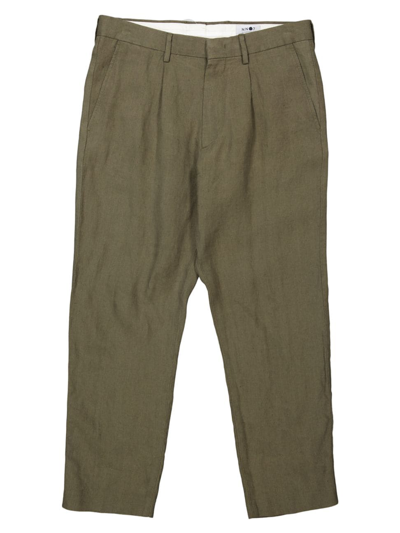 Nn07 Bill 1449 Slim-fit Pleated Organic Cotton-blend Ripstop Trousers In Khaki Army