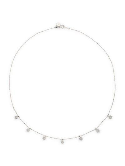 Graziela Gems Gems 18k White Gold Diamond Dangle Floating Statement Necklace, 18