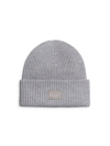 Rag & Bone Blake Logo Patch Wool Blend Rib Beanie In Heather Grey