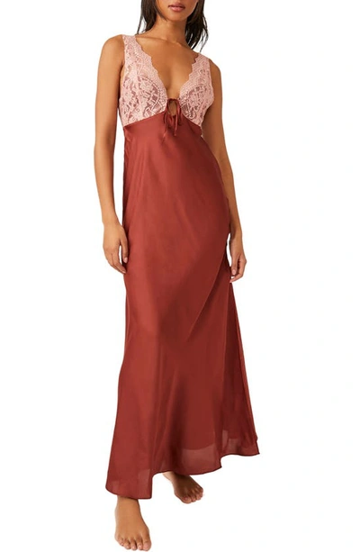Free People Country Side Lace Trim Nightgown In Orange