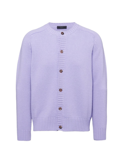 Prada Wool And Cashmere Cardigan In Purple