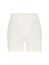 Skims Cotton Ribbed Boxer Shorts In Marble