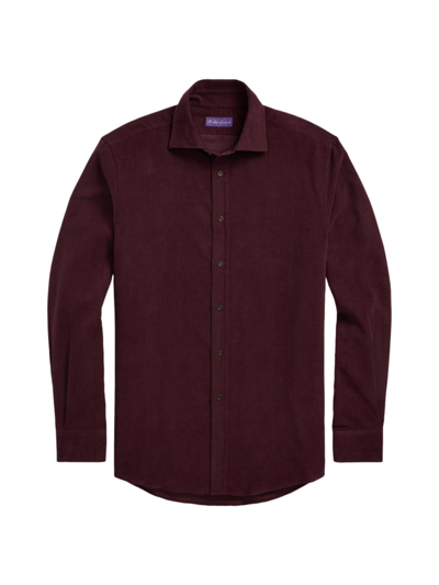 Ralph Lauren Purple Label Men's Corduroy Button-front Shirt In Burgundy