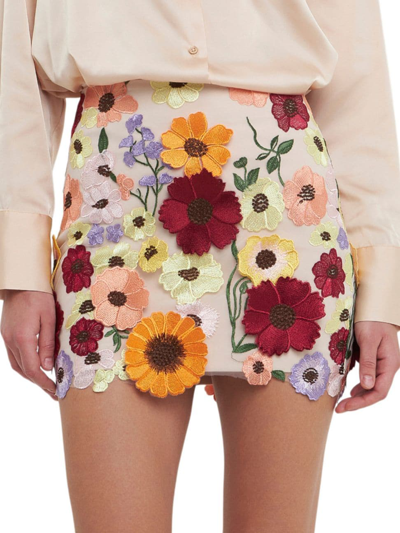 Endless Rose Women's Floral Embroidered Mini Skirt In Rose