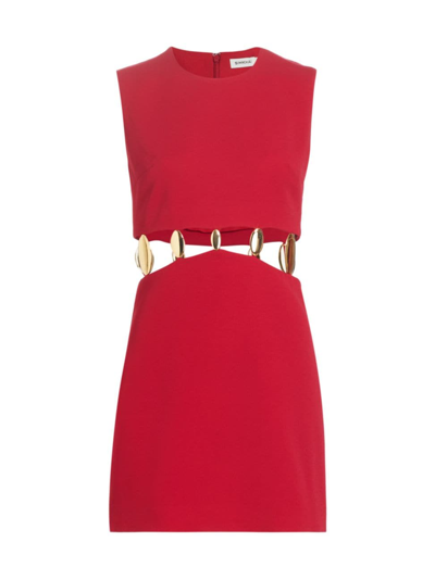 Simkhai Dory Cutout Embellished Crepe Mini Dress In Carmine