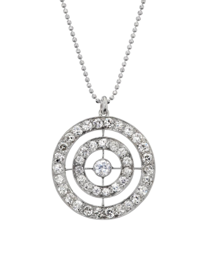 Renee Lewis Women's 18k White Gold & 4 Tcw Diamond Concentric Circle Pendant Necklace