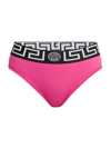 Versace Women's Greek Key Bikini-cut Panty In Fuxia Black White