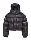Prada Re-nylon Convertible Cropped Down Jacket In Black