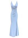 Dress The Population Women's Jordan Sleeveless Ruched Gown In Sky
