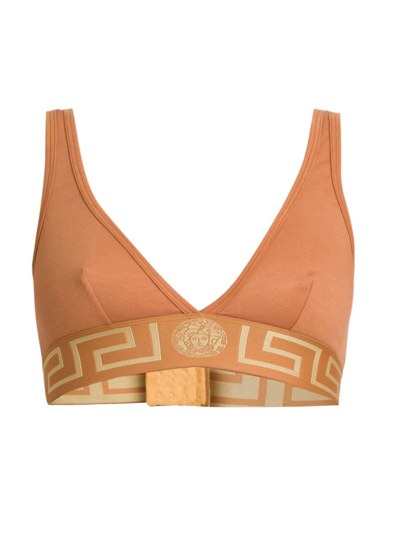 Versace Women's Greca Border Bralette In Caramel