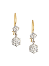 RENEE LEWIS WOMEN'S TWO-TONE 18K GOLD & 2.43 TCW DIAMOND DOUBLE-DROP EARRINGS
