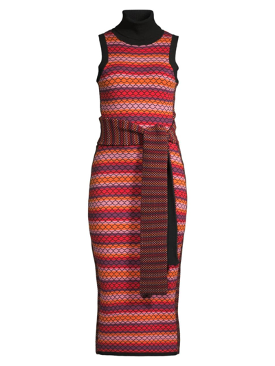 Toccin Women's Peggy Tie-waist Stripe Midi-dress In Diamond Multi