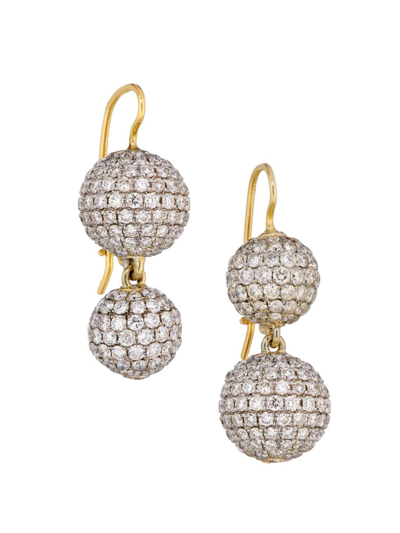 Renee Lewis Women's Two-tone 18k Gold & 7 Tcw Diamond Spherical Double-drop Earrings In Yellowgold