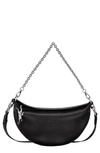 Longchamp Small Roseau Essential Soft Half Moon Leather Crossbody Bag In Black  