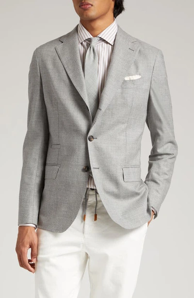 Eleventy Single Breasted Cashmere Sport Coat In Light Grey