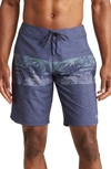 Travismathew Parked The Shark Swim Trunks In Heather Insignia