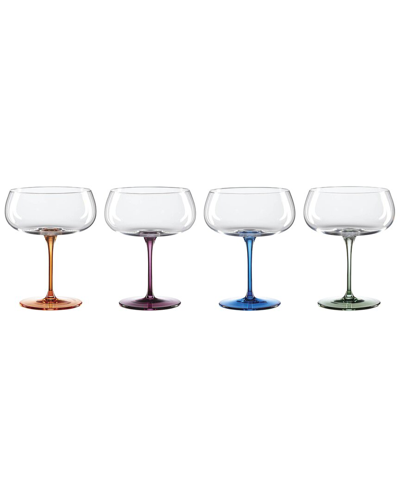 Oneida Bottoms Up Color Bottom Cocktail Glasses, Set Of 4 In Multi