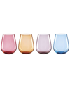 Oneida True Colors Stemless Wine Glasses, Set Of 4