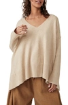 Free People Women's Orion Oversized Asymmetric Sweater In Almond