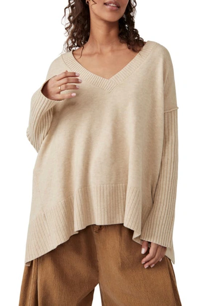 Free People Women's Orion Oversized Asymmetric Jumper In Almond