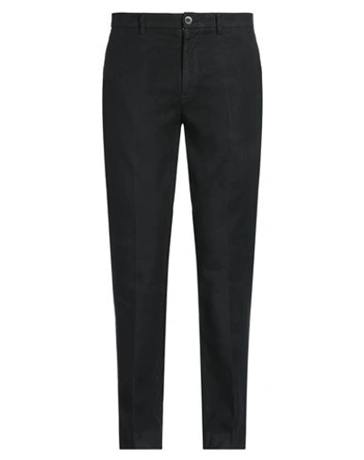 120% Lino Man Pants Black Size 32 Linen, Cotton, Elastane