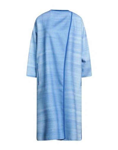 Agnona Woman Overcoat Azure Size 2 Cashmere, Silk In Blue