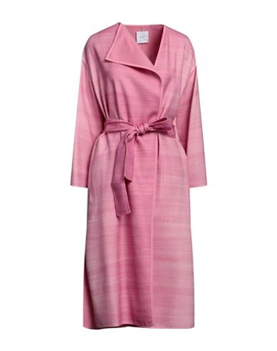 Agnona Woman Overcoat Pink Size 2 Cashmere, Silk