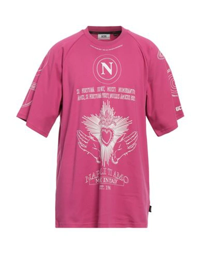 Gcds Man T-shirt Fuchsia Size Xxl Cotton In Pink