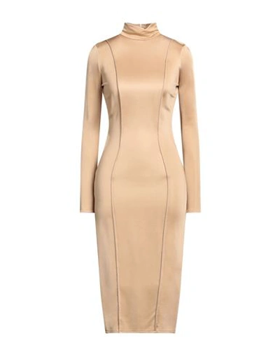 Elisabetta Franchi Woman Midi Dress Sand Size 8 Viscose, Elastane In Beige