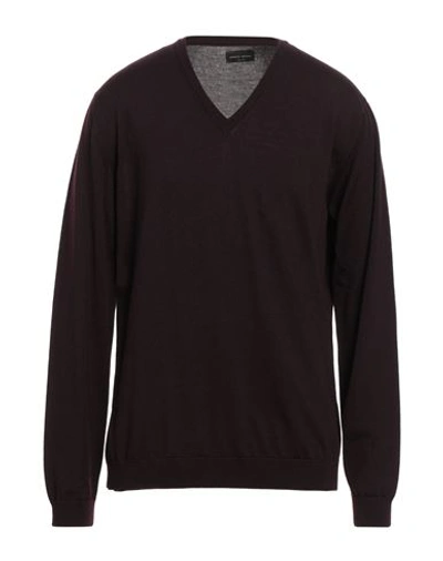 Roberto Collina Man Sweater Deep Purple Size 48 Merino Wool In Purple