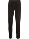 P.a.r.o.s.h Slim-cut Ankle-length Trousers In Goat Suede In Testa Di Moro
