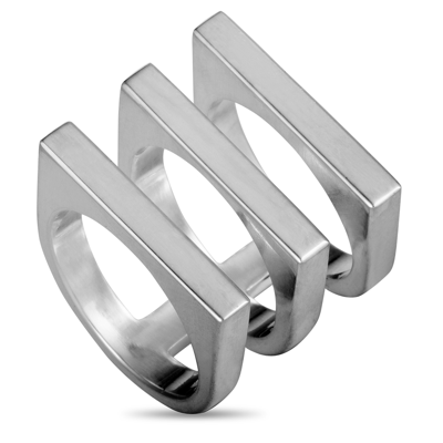 Georg Jensen Aria Silver Flat Three Band Ring In Multi-color