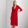 Ralph Lauren Surplice Jersey Dress In Martin Red