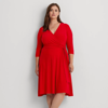 Lauren Woman Surplice Jersey Dress In Martin Red