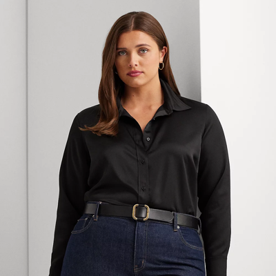 Lauren Woman Satin Charmeuse Shirt In Black