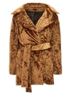 ATLEIN CRUSHED VELVET COATS, TRENCH COATS BROWN