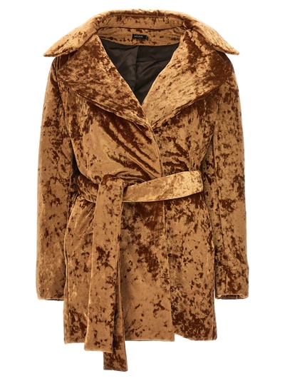 Atlein Crushed Velvet Coat In Brown