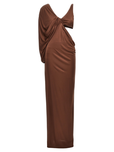 Atlein Draped Dress In Brown
