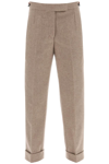 Thom Browne Beige Cropped Wool-flannel Pants For Women In Beige
