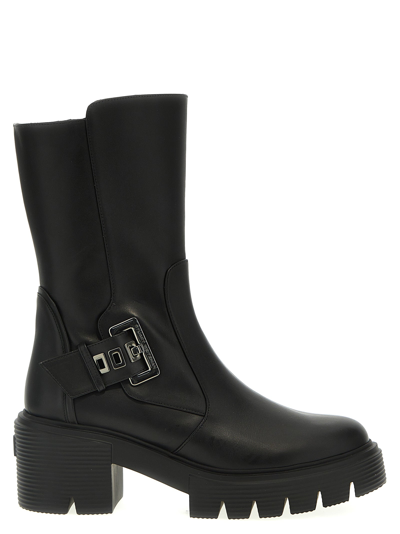 Stuart Weitzman Chunky Sole Mid-calf Boots In Black