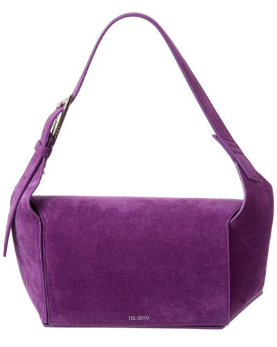 Attico Logo-print Suede Shoulder Bag In Purple