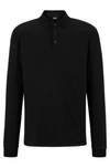 Hugo Boss Organic-cotton Polo Shirt With Embroidered Logo In Black