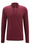 Hugo Boss Organic-cotton Polo Shirt With Embroidered Logo In Dark Red