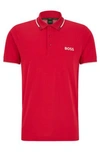 Hugo Boss Cotton-blend Polo Shirt With Contrast Details In Red