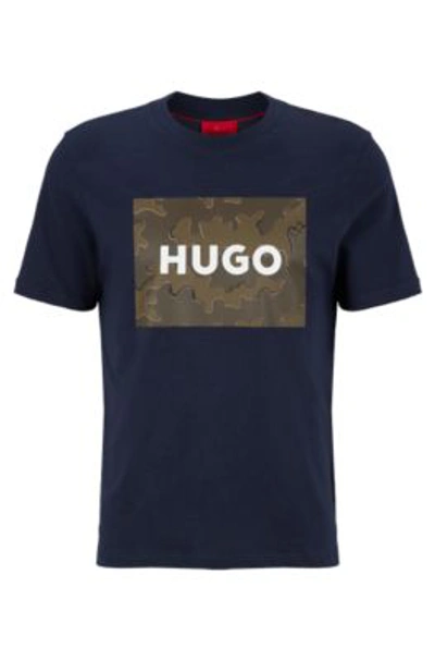 Hugo Logo Print T-shirt In Blue