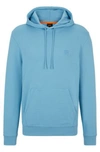 Hugo Boss Cotton-terry Hoodie With Logo Patch In Light Blue