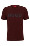 Hugo Boss Cotton-jersey Regular-fit T-shirt With Contrast Logo In Dark Red